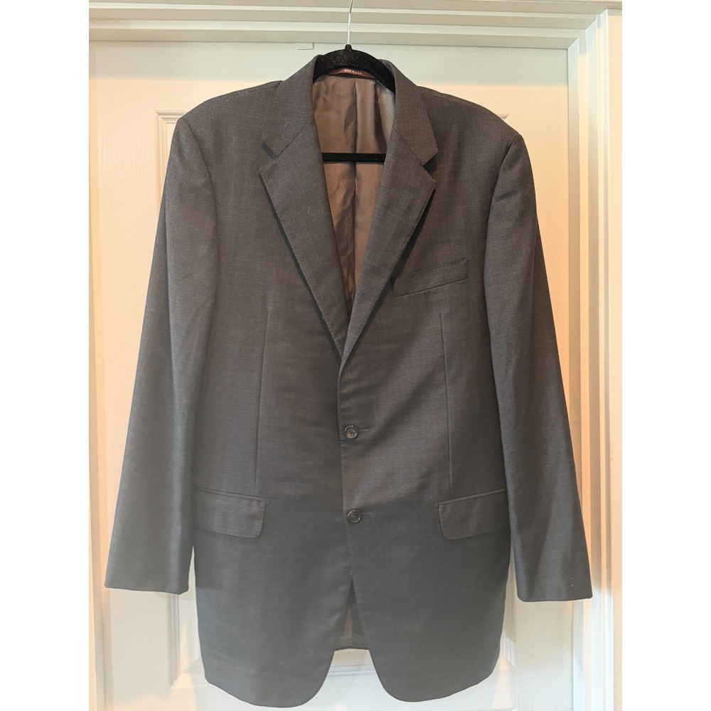 Hickey Freeman Loro Piana Wool 42L Charcoal Gray Tonal Glen Plaid SportCoat